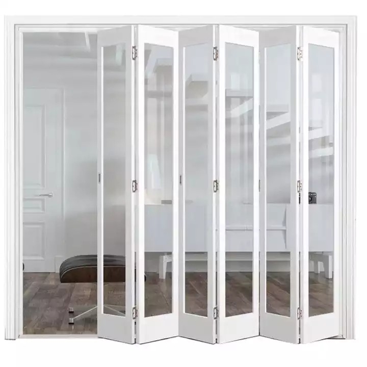 문 UPVC 프레임 유리 아코디언 디자인이 비폴드 접는 외부 주문 제작된 플라스틱